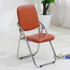 Alemon 가죽 쿠션 등받이 튼튼한 접이식 의자, 갈색