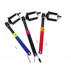 접이식 유선 셀카봉 스마트폰 촬영용 여행 액세서리, 상세페이지 참조, 1개, 유선리모컨일체형셀카봉-레드