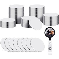 Hotop 30피스 5.1cm(2인치) 승화 배지 릴 블랭크 원형 승화 알루미늄 시트 블랭크 알루미늄 보드 열 전달 스티커 접이식 휴대폰 홀더 맞춤형 사진