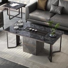 火燒石功夫茶桌，現代多功能全自動泡茶臺，辦公茶幾帶電磁爐套裝 3MGV, 2303茶几1400*700*580星空, 1個