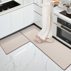 DEXI 쿠션 싱크대 방수 PVC 주방매트 특대형 싱크대발매트 미끄럼방지 두꺼운 10mm 주방 발매트 대형, 베이지, 1개