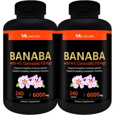 [미국빠른직구] 신제품 마이라이프 내추럴스 바나바 6000 코로솔산 4% (12mg), 240정, 2개