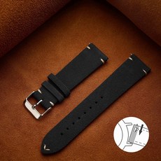 퀵릴리즈 소프트 스트랩 16MM 스웨이드 액세서리 18MM 송아지 22MM 시계 4MM 다크 가죽 남성 여성 팔찌 20MM 밴드, Bla