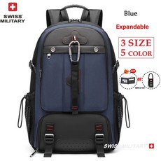 스위스 군사 여행 배낭 남자 가능한 USB 비즈 가방 방수 대용량 17.3 노트북 80L 백 팩 mochila, st Bag 9.7inch, Blue Backpack, 1개