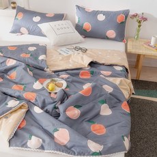 Belle Vie 100%精梳棉布蕾絲滾邊純棉涼被 (大尺寸200x230cm) - 水果家族四季薄被/防涼被, 水果家族