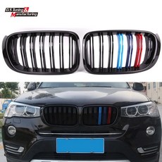BMW X3 X4 F25 F26 SUV 2014-2018 프론트 범퍼 키드니 교체 레이싱 그릴 더블 슬랫 M 디자인 호환, 2-Matt Black