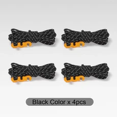 4 PCS 텐트 로프 반사 캐노피 안전 캠핑 액세서리를 보장하는 버클이있는 된 방풍, 3mm, 4M, Black 4PCS
