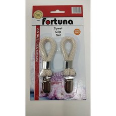 Fortuna 포르투나 티타월 클립 세트 멀티컬러, 1개, 화이트 베이지와 실버