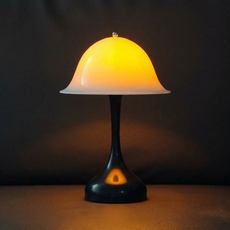 [분위기 탁상등]감성 버섯 스탠드 무선 터치 3단계 색온도 C타입 충전식 침실 인테리어 조명등, 검정색