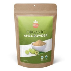Spicy Organic Amla 파우더 - 113g(4온스) 아말라키 USDA 유기농 GMO 프리 | 100% 생 및 천연 순도 실험실 테스트 완료 인도 구스베리 재밀봉, 4 Ounce (Pack of 1), 113g, 1개