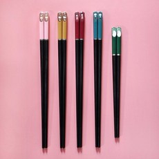 親子合金筷子3雙裝4家用防滑寶寶短小孩分人標志家庭筷一家三口四筷子環保筷防滑筷子耐熱筷子餐具用品, 5人）爸+媽+長粉貓+長黃貓+短熊, 1個