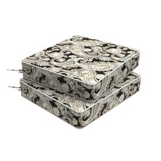 Melody Elephant 야외 의자 쿠션 2개 세트 50.8 x 10.2cm(20 20 4인치) 탈착식 커버가 있는 방수 파티오 시트 쿠션 고리버들 소파 가구용 전, 페이즐리 블랙, 20"x18"x4"