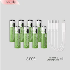 Type-C AAA 6800mAh 충전식 배터리 USB 1.5V 리튬 대용량 마우스 지문 잠금 핸들은 신속하게 충전 가능, 06 8 pcs AAA Batteries