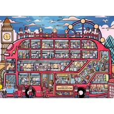 해외 Cross & Glory - 올 어보드 런던 그레이트 레드 버스 어드벤처 성인용 1000피스 직소 퍼즐 | 영국 참 재미있고 도전적인 기발한 미국매장정품+ 1730664, All Aboard London.