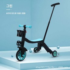 3in1 킥보드 붕붕카 자전거 바이크 완구 밸런스, 1개, 블루 푸시 핸들 포함