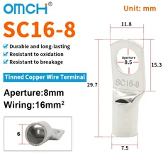 OMCH 5/10/20PCS SC 타입 터미널 와이어 용접 케이블 커넥터 1.5-50mm2 크림프, 01 10PCS, 10 SC 16-8
