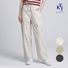 김영주골프 여름 세미와이드 일자핏 카고 바지 여성 밴딩 팬츠 KQMLSL67