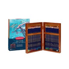 時代中西畫材 英國 Derwent 水墨色鉛筆 木盒套組 水性色鉛筆 水彩 插畫 著色, 1個, 24色