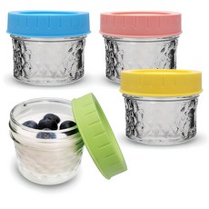 미르코리아 샐러드 밀프렙 컬러캡 크리스탈 유리병 4p, 125ml, 1세트