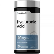 Horbäach 히알루론산 보충제 | 100mg | 120캡슐 | GMO 프리 글루텐 프리, 1개, 120