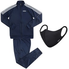 adidas 愛迪達 logo立領運動外套長褲套裝 SERONO 19 TS+鳥嘴型口罩