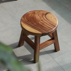 고급 통 원목 원형 의자 낮은 스툴의자 이안우드, 1개, 이안 우드