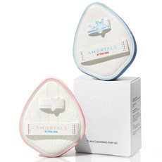 아모탈스 딥 클렌징 세안 퍼프 스펀지, 2개, 블루+핑크