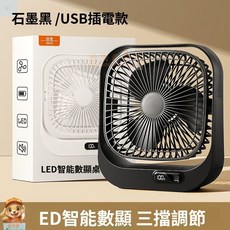 TRXQE 桌面小空調風扇 LED智能數顯 三檔調節, 黑色◆插電款【無聲❄三檔調節❄超大冷風】, MCF-000