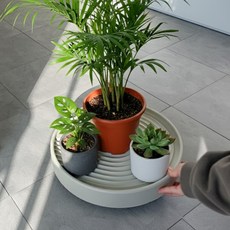 하이어데코 바퀴달린 이동식 화분받침대 원형, 1개, 크림 (3호)