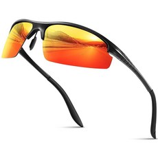 [4] Gesruny 남성 및 여성용 편광 스포츠 선글라스 사이클링 러닝용 자외선 차단 경량 선글라스 Z1 블랙 프레임 나이트 비전 렌즈, 블랙 프레임 레드 미러 렌즈