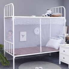 學生宿舍蚊帳 上下鋪拉鍊單人蚊帳 免安裝家用雙人蚊帳, 升級拉鍊款 白色,120cmX200cm