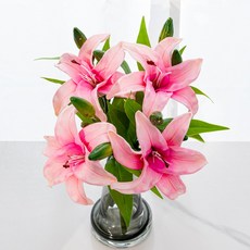 할메이드 생화같은 조화 꽃 hf37 백합 3p, hf37 백합 3p 핑크, 1개