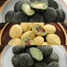 고수록 전통떡 3종 세트 2.4kg 6봉 60개 검정깨두텁떡2봉+생모시두텁떡2봉+검정깨인절미2봉, 3.2kg