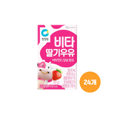 [얌얌마켓] 청정원 비타 딸기우유 140mlX24개입 저지방 간식 음료, 24개, 140ml