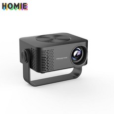 HOMIE 가정용 휴대용 빔프로젝터 자동 초점 초고화질 4K 휴대폰 무선 동기 오피스 아웃도어 프로젝터, 블랙