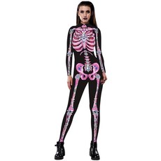 URVIP 여성용 할로윈 해골 코스튬 스트레치 스키니 캣수트 점프수트 바디수트 Color-bax-022 X-Large 105327