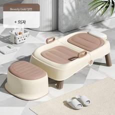 쭌스몰 누워서 머리감는 의자 목욕 접이식 샴푸 성인용 머리감기기 소프트쿠션 휴대용, 1개, 커피 업그레이드 하드 쿠션+발받침