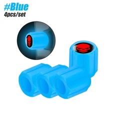 형광 타이어 밸브 스템 캡 빛나는 자동 휠 공기 밸브 캡 자동차/자전거/오토바이용 범용 장식 액세서리, 핑거 블루-레드, 1개