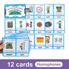 몬테소리 11 카테고리 어린이 학습 플래시 카드 영어 문법 Plural Verb 시제 동의어 Antonym 어휘 교육 장난감, [13] Homophones