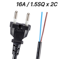 삼정 전원케이블 파워코드 16A 무접지 탈피 전원선 2C 코드선 블랙, 2m, 1개