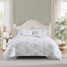 Laura Ashley - 풀/퀸 이불 커버 세트 매우 부드러운 면 침구 세트 매칭 샴 포함 플로럴 홈 데코 Oeko-Tex 인증 (로즈 골드 풀/퀸), 아룬델 그레이