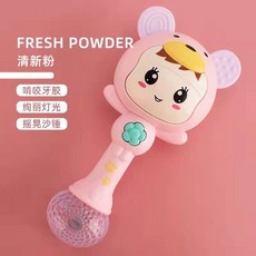 搖鈴安撫嬰兒磨牙玩具 音樂節奏棒 嬰兒牙膠手抓玩具, 搖鈴沙錘506【粉】, 1個