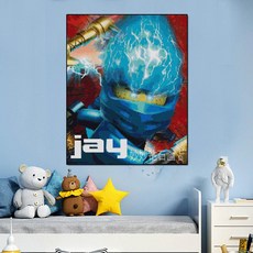 닌자고 보석십자수 수공예 어린이 집콕 큐빅 캔버스 캐릭터 선물 비즈 공예, 1개, 30x40cm