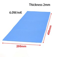 호환 RGeek 6.0WmK 열 패드 GPU CPU 방열판 냉각 전도성 실리콘 패드 다차원 두께 열 가능, [20] 200x400x2mm, 1개