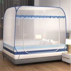 브로샵 사각 원터치 침대모기장 120X200CM 블루 아기침대모기장