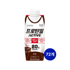 정식품 그린비아 프로틴밀 액티브 초코 250ml 72팩, 72개