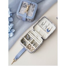 가피바라 캔버스 주얼리 지퍼 보석함 악세사리 보관함, 블루, 1개