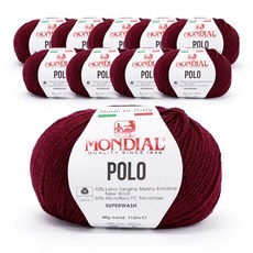 MONDIAL 羊毛針織線 40g, 580 勃艮第, 10捆