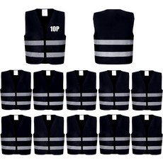 라보리-AK 안전 조끼 10팩 - 검은색 반사 고감도 건설 ANSI 2등급 작업 남성 여성 하이비스 및 네온 실버 스트립용