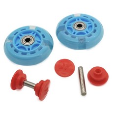 兒童扭扭車配件 靜音閃光輪胎 搖擺車溜溜車輪子 前後輪妞妞車配件 台灣出貨, 1個, 藍色8cm閃光靜音輪2個+軸卡扣2對